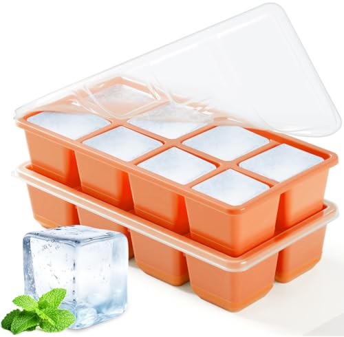 Eiswürfelform mit Deckel 4,5 CM Größe, JRISBO 2 Pack BPA-Frei Silikon Eiswürfelbehälter XL Groß Würfel Eisformen, Flexib...