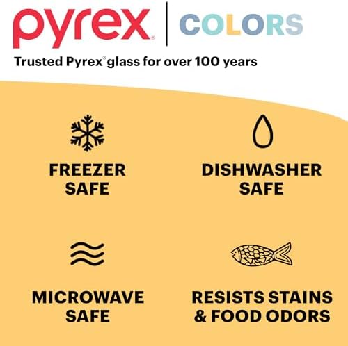 Pyrex Colors Tinted (12-PC Full Set) Small/Medium/Large Food Storage Container Set, Snug Fit Non-Toxic Plastic BPA-Free Lids, Freezer Dishwasher Microwave Safe, 3 Cup, 6 Cup & 11 Cup