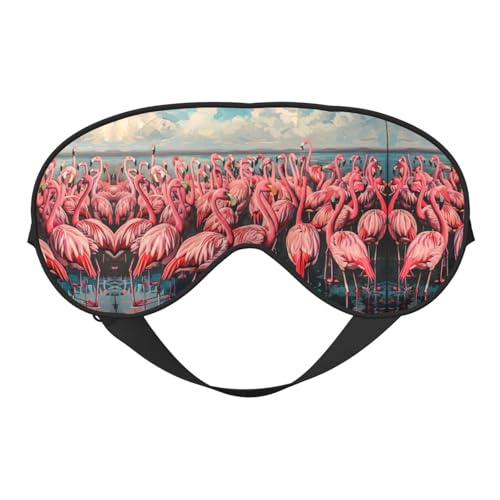 Flamingo - Máscara de ojos de doble cara, máscara de ojos con correa ajustable, cubierta de sombra para dormir, bloquea la luz