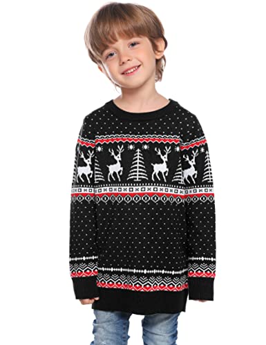 Image of Cowasto Mens Crewneck Christmas Sweater Family Matching Sets Knitted Sweater Pullover