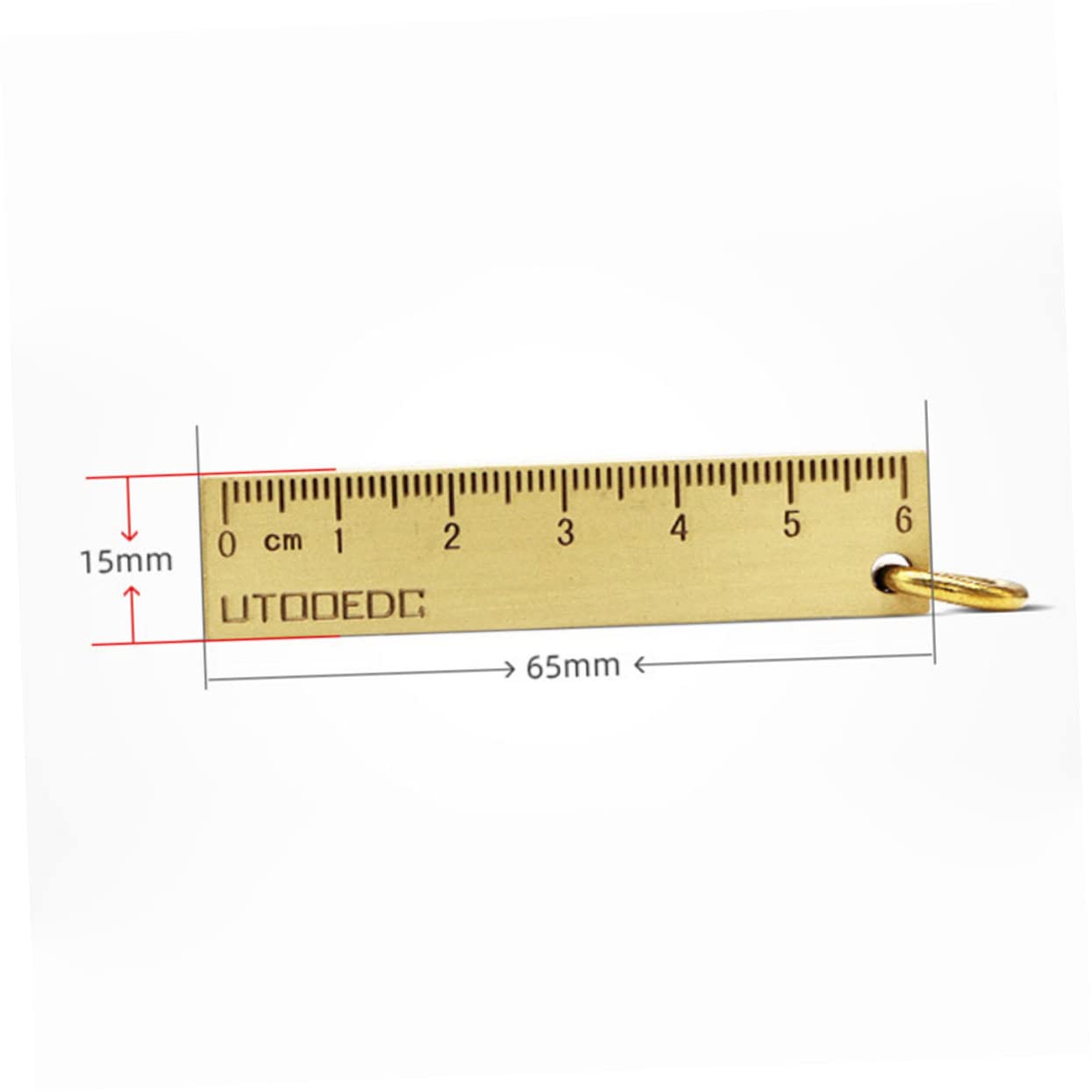 CONGARTENO Pure Brass Ruler Pendant Metal Keyring Hanging Pendant Safety Design Easy to Clean