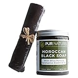 PUR NATUREL Moroccan Black Soap With Eucalyptus Essential Oil Natural Scrub ، Body Exfoliator،...