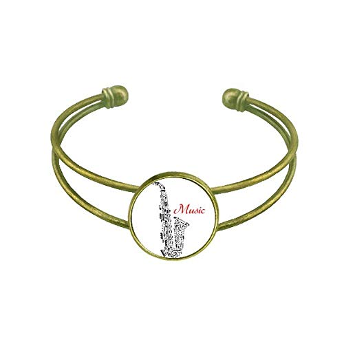 Escuchar musica saxo clAcsico ilustran Pulsera Brazalete Retro Joyas De PuAo Abierto