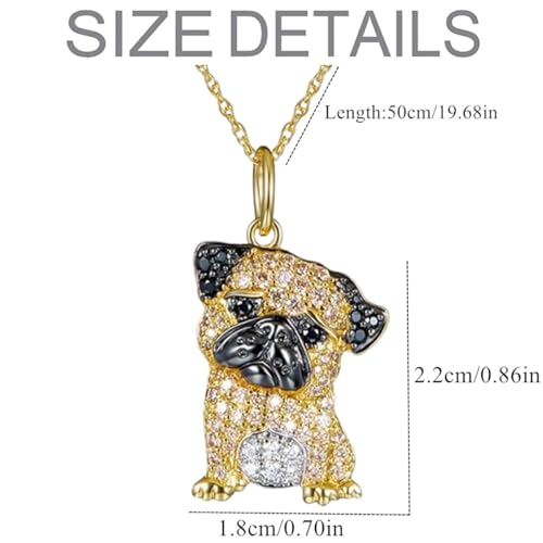 DUTACK Goldener Mops-Anhänger für Frauen – bezaubernder Schmuck für Hundeliebhaber, florales Emaille-Haustierzubehör, aufmerksames Geschenk für Geburtstage und Feiertage, M, Legierter Stahl, Abalone