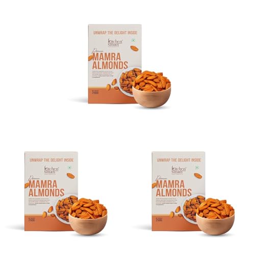 Image of KitchenSmith Mamra Almonds - 250gm | High In Antioxidant | Naturally Sweet And Tasty | Energy Booster | Premium Dry Fruits (Pack of 3)