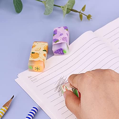 9 Pcs Fruit Erasers, Pastel Rubbers Erasers Coloured Plastic Pencil Eraser Pack Pen Eraser Rubber Cute Kids Erasers Novelty Erasers for School, Office, Student, Artists, Christmas Gift, Party Favors