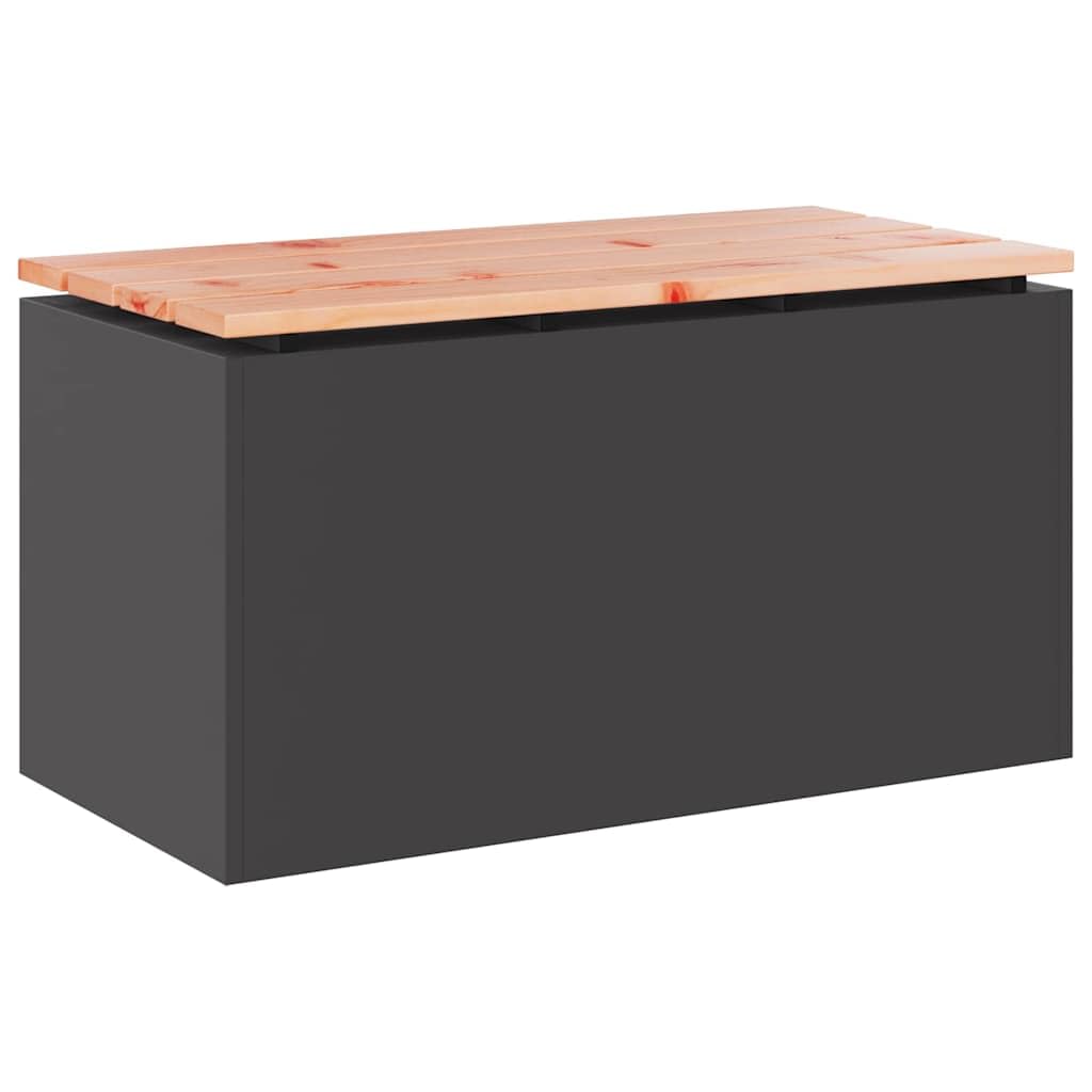 Panca da giardino moderna in legno Douglas e acciaio con verniciatura resistente alle intemperie, per terrazza ed esterno, seduta dalle linee pulite, comoda e stabile, elegante