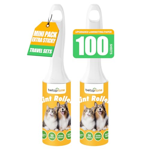Image of Mini Lint Roller 2 Pack for Pet Hair, 100 Sheets Total