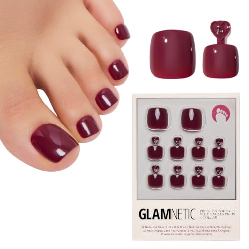 Glamnetic Press-On Toenails Bundle - Berry Maroon & Boba | Salon Quality Fake Toenails Kit | Deep Berry Red & Neutral Brown Pedicure Toenails for At-Home Pedicures - Image 2