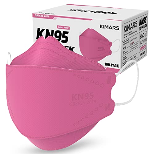 KIMARS KN95 Face Masks 100 Pack, Breathable Comfortable and Disposable KN95 Mask, Pink