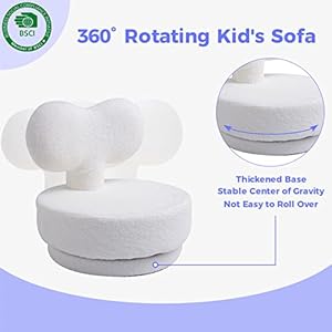 Ottoman Pouf Teddy Chair 360Swivel Chair Upholstered Tufted Foot Stool Kid Couch Sofa for Living Room Kids Room Home DecorWhite