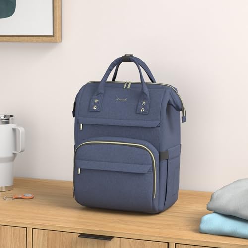 Image of LOVEVOOK Laptop Backpack for Women,17 Inch Professional Womens Travel Backpack Purse Computer Laptop Bag Nurse Teacher Backpack,Waterproof College Work Bags Carry on Back Pack with USB Port,Dark Blue