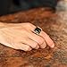 Genuine Solid 925 Sterling Silver Ring for Men, Accented with Bronze, Faceted Simulated Green Emerald Stone, Vintage Turkish Ottoman Style (Simulated Emerald, 8)