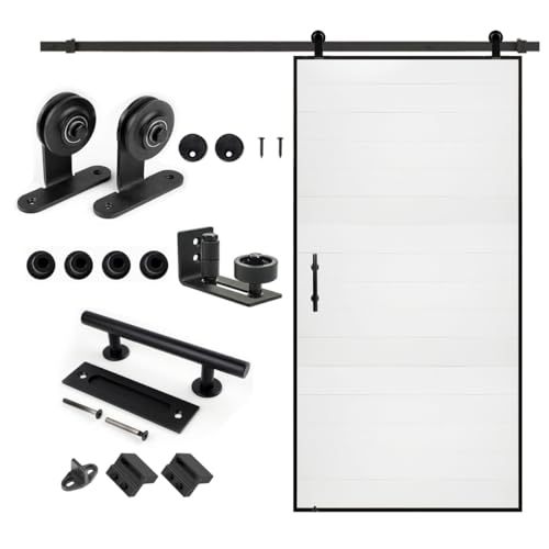 S&Z tophand 40 in. x 84 in. White Lacquer Barn Door with 6.6FT Sliding Door Hardware Kit, 20 - 42in Stainless Steel Frame Modern Style Barn Door/Sliding Door/Simple Assembly is Required
