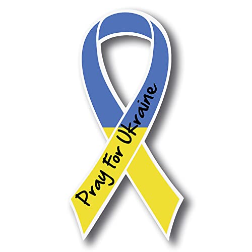 Image of Magnet Me Up Pray for Ukraine Ribbon Magnet Decal, 3.5x7 Inches, Automotive Magnet for Car Truck SUV, Any Magnetic Surface, Encourage Prayers for Peace and Unity, Thoughtful Gift, Crafted in USA