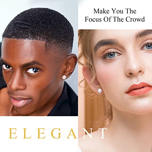 Uhibros Hypoallergenic Studs Earrings 316L Surgical Stainless Steel Shell Pearl Round Ball Earring For Women Men 5 Pairs Assorted Sizes(4Mm-8Mm) #TOP2