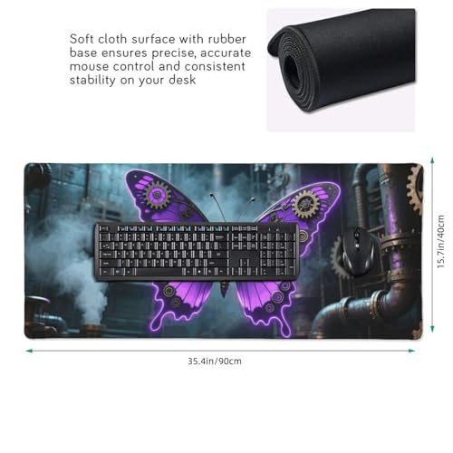 Tapis de souris de jeu papillons violets avec surface imperméable et base antidérapante - 2