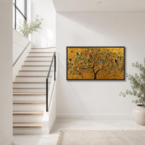Image of Artsense Golden Tree of Life Wall Art | Luxury Abstract Nature Painting | Golden Botanical Tree Canvas Style Wall Decor for Living Room Bedroom Office Hotel Home Decorative Artwork