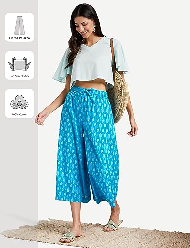 Image of Amazon Brand - Myx Women Cotton Relaxed Fit Palazzo (Available in Plus Sizes)