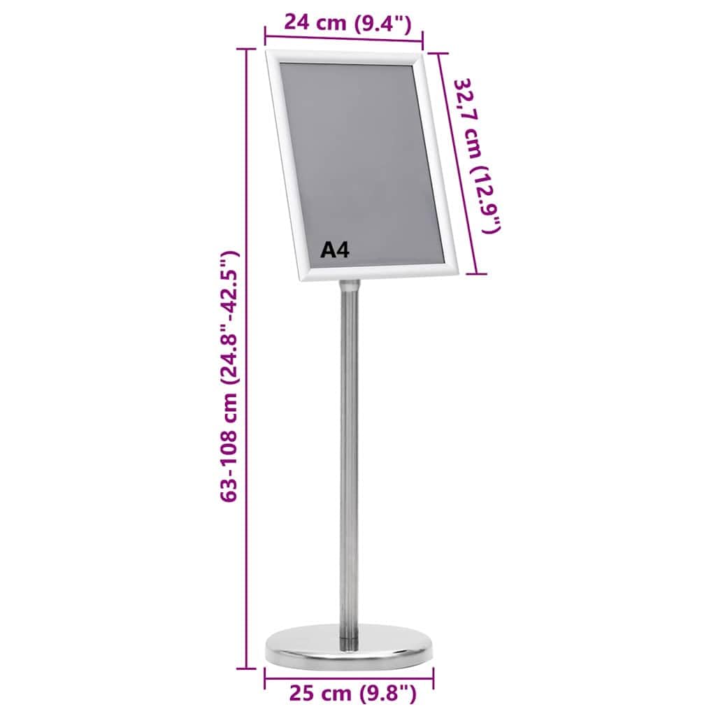 Juego de 2 soportes para carteles, aluminio, altura regulable, giratorio, resistente a la intemperie, para interiores y exteriores, expositores para tiendas, exposiciones y tiendas