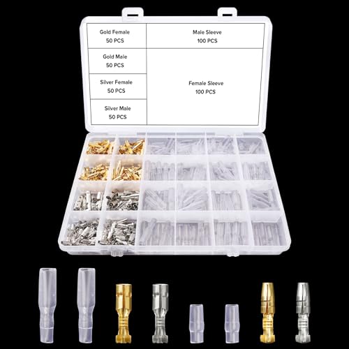 Lyeteung 400 Pièces 3.9mm Bullet Connecteurs Kit, Bullet Mâle et Femelle Fil Bornes Connecteur,...