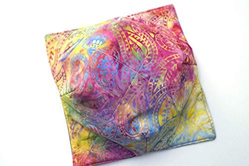 Batik Fabric Microwave Bowl Cozy with Colorful Paisley Pattern
