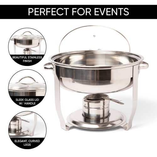 Chafing Dish Buffet Set With Tempered Glass Lid - Food Warmers For Parties - Serving Dishes - Catering Supplies - Burners For Keeping Food Warm - Chaffing Server With Transparent Lid #TOP3