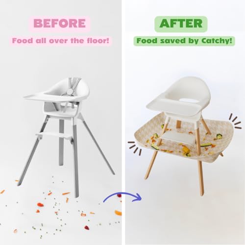 Image of CATCHY - Food Catcher - Compatible with Stokke Clikk High Chair + 12 Other High Chairs - Highchair Sold Separately - Baby & Toddler Food & Mess Catcher - Under High Chair Accessory | High Chair Food Catcher - High Chair Sold Separately - Baby & Toddler Food & Mess Catcher - Under High Chair Accessory