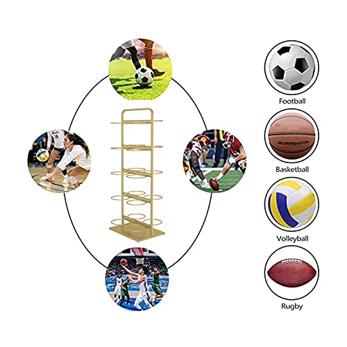 Ballenrek Basketbal Voetbal Houder 5-laags dubbelzijdig basketbalopslag metalen rack, grote capaciteit Sportbalhouders… - Image 6