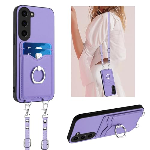 Étui portefeuille Samsung A36 5G violet avec porte-cartes et bandoulière femme