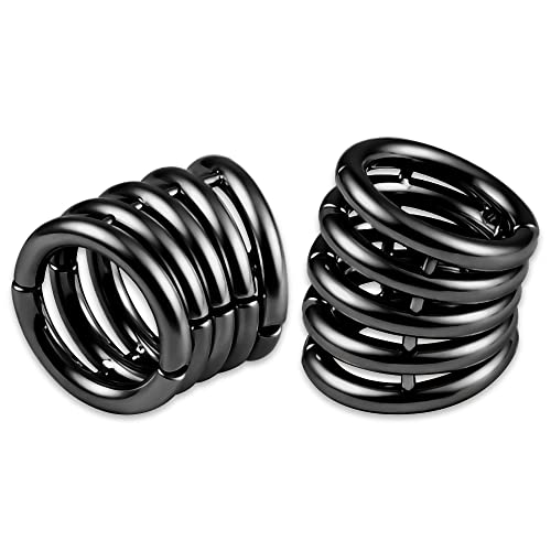 Doearko 2Pcs 00G Stacker Rings Ear Lobe Cuff Ears Gauges Plugs Body Piercing Tunnels 316 Stainless Steel Hypoallergenic Body Jewelry (For Lobe In 00G (10Mm) Or Larger, Black) #TOP4