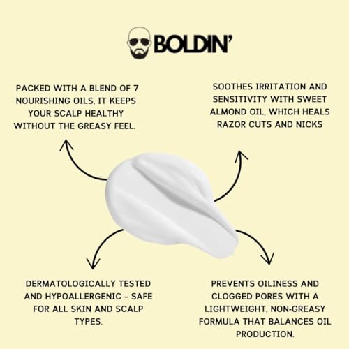 Image of BOLDIN Head Moisturizer: Lightweight Moisturizer for Bald & Shaved Heads | Natural Ceramides & Essential Oils for Scalp, Face & Neck | Restores Skin Barrier - 100ml (pack of 1)