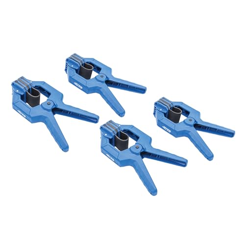 Kreg Edge Band Spring Clamp - One-Handed Edge Banding Clamp with Stretch Band - Non-Marring with Pivoting Jaws for Uniform Pressure Glue-Ups - For Cabinetry Trim & More - Set of 4