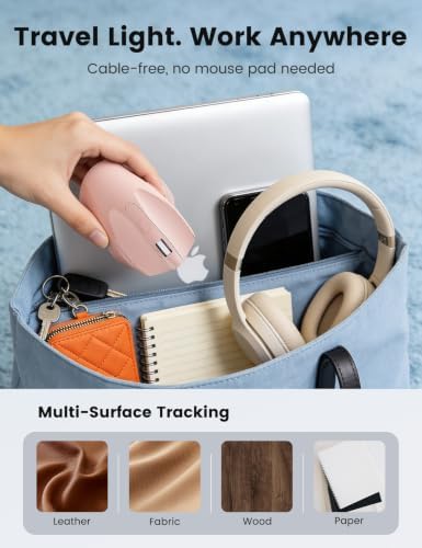 Pink Wireless Mouse for Laptop, 2.4GHz Computer Mouse with USB-A Port &USB-C Adapter, Cordless Office Mice with 6 Buttons & 3 Level DPI for Small to Medium Hands, Work with PC, Desktop, Tablet - M21 - 3
