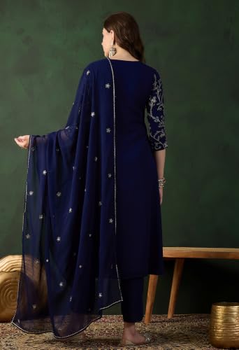 Image of SheWill Kurta Set for Women - Maroon Velvet Zari Sequence Cording Embroidered Kurta with Pant and Cutwork Organza Dupatta
