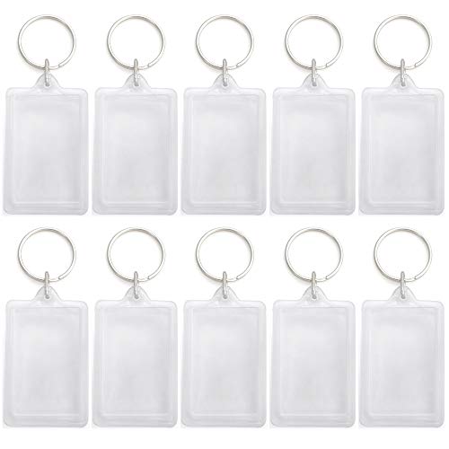 GOGO 50 PCS Photo Frame Keychains Acrylic Photo Snap in Key Chain Frames