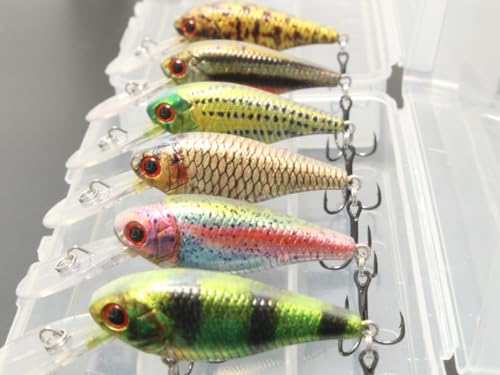 wLure Minnow Crankbait for Bass Fishing Bass Lure Jerkbait Fishing Lure (HC549KB, with Tackle Box)