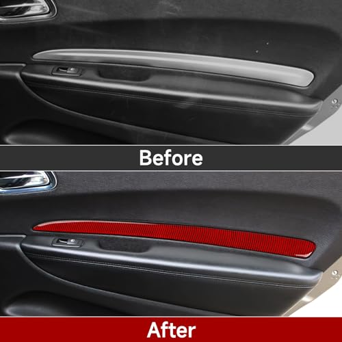 Image of Car 4 Doors Strips Panel Decals for 2011-2026 Dodge Durango Accessories Carbon Fiber Stickers, Red