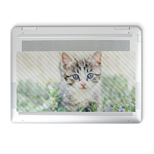 Image of MightySkins Carbon Fiber Skin Compatible with HP Spectre x360 14 inch (2022) Full Wrap Kit - Blue Eyed Kitten | Protective, Durable Textured Carbon Fiber Finish | Easy to Apply | Made in The USA