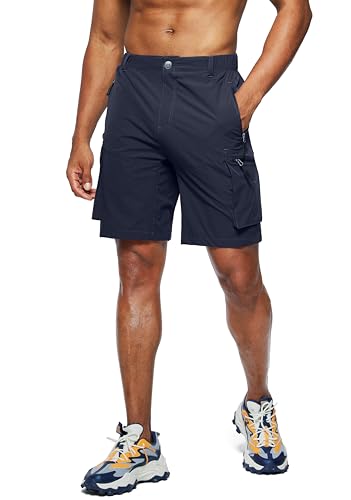 Pudolla Men\'s Hiking Cargo Shorts Quick Dry Outdoor Travel Shorts for Men with 5 Pocket for Fishing Camping Casual (Navy Blue X-Large)