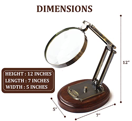 Antique Magnifier Barraud & Sons London Brass Magnifying Glass Vintage Desktop Accessory Tabletop Decor for Home & Office - Thumbnail 4