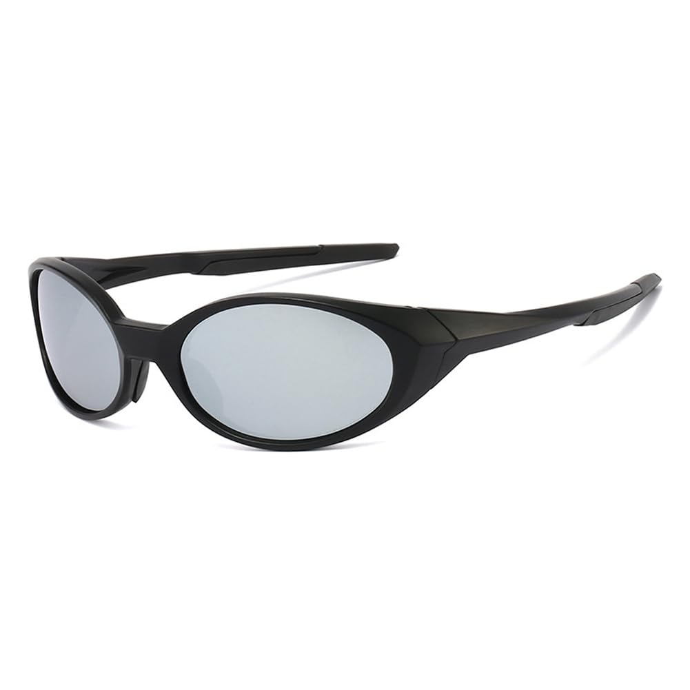 Polarized Sports Sunglasses Mens UV400 Protection Mirror Lenses Oval Frame Sun Glasses Personality Sunnies Running Bike Driving Fishing