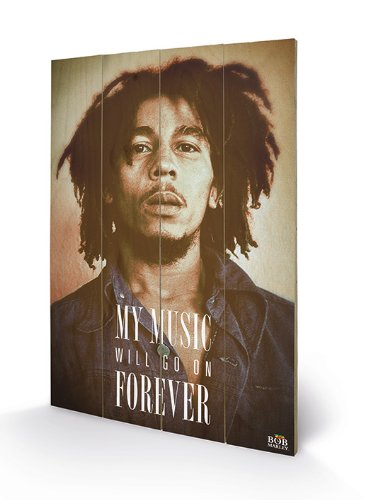 Pyramid International Bob Marley Music Forever Wood Print, Multi-Colour, 40 x 59 cm
