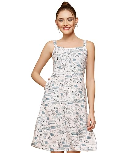 Image of OOMPH! Women's Fit And Flare Mini Sleeveless Floral Beach Dress For Slipon