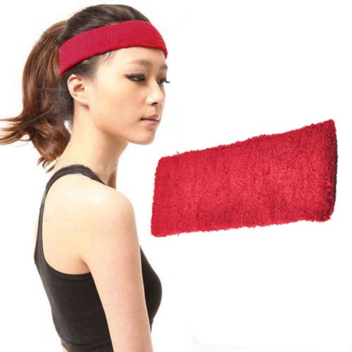 Futaba Fashionable Fitness Soft Stretch Sweatband Elastic Headband - Red-image-7