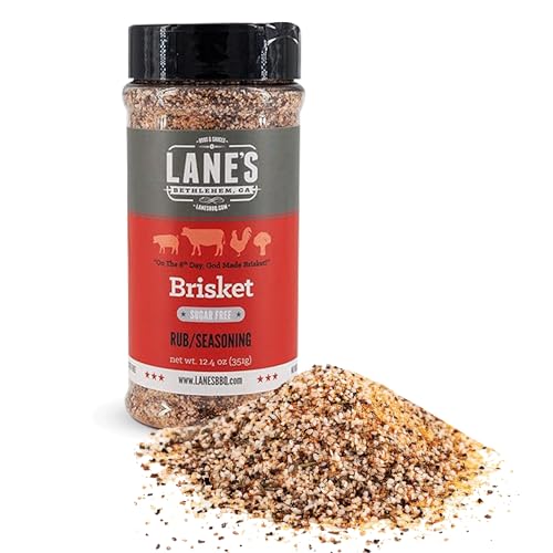 Lane's Brisket Rub Seasoning, All-Natural Championship Butt Rub Seasoning, Perfect for Burger, Steaks, and Pork Rubs for Smoking, Made in USA, 12.4 Oz