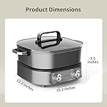 Electric Hot Pot 6-Quart & Multi-Cooker | Non-Stick Electric Skillet with PFOA-Free Ceramic-Coated Pot, 3 Power Settings & Timer, 1600W for Family Meals - Image 3