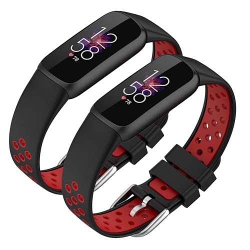 Fitbit Luxe & Luxe�X�y�V�����G�f�B�V�����t�B�b�g�l�X�g���b�J�[�p�V���R���o���h�A2�F�f�U�C�� �t�@�b�V���i�u���őϋv���̂���o���h�X�g���b�v���X�g�o���h �j�����p (�u���b�N-���b�h)