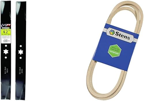 Maxpower 561556B (2) Juego de cuchillas para MTD de 42 pulgadas, Cub Cadet y Stens Nuevo Cinturón de Repuesto OEM 265-435 Compatible con Cub Cadet