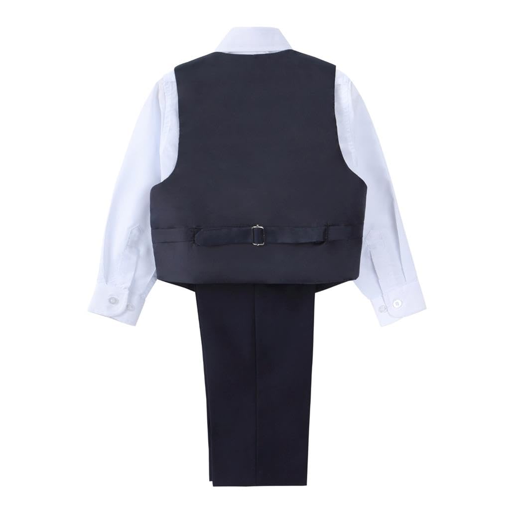 Lito Angels Smoking Blu Navy Completo Elegante per Bambino, Set 5 Pezzi (Gilet, Giacca, Camicia, Cravatta e Pantaloni) Taglia 2-8 Anni